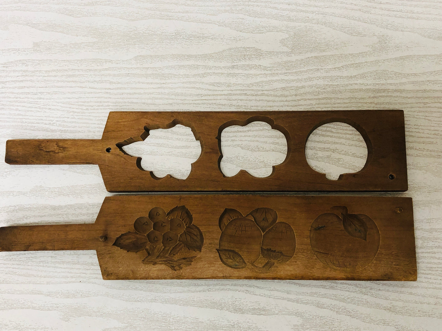 Y2939 KASHIGATA 3 patterns apple handle Japan Wooden Pastry Mold wagashi
