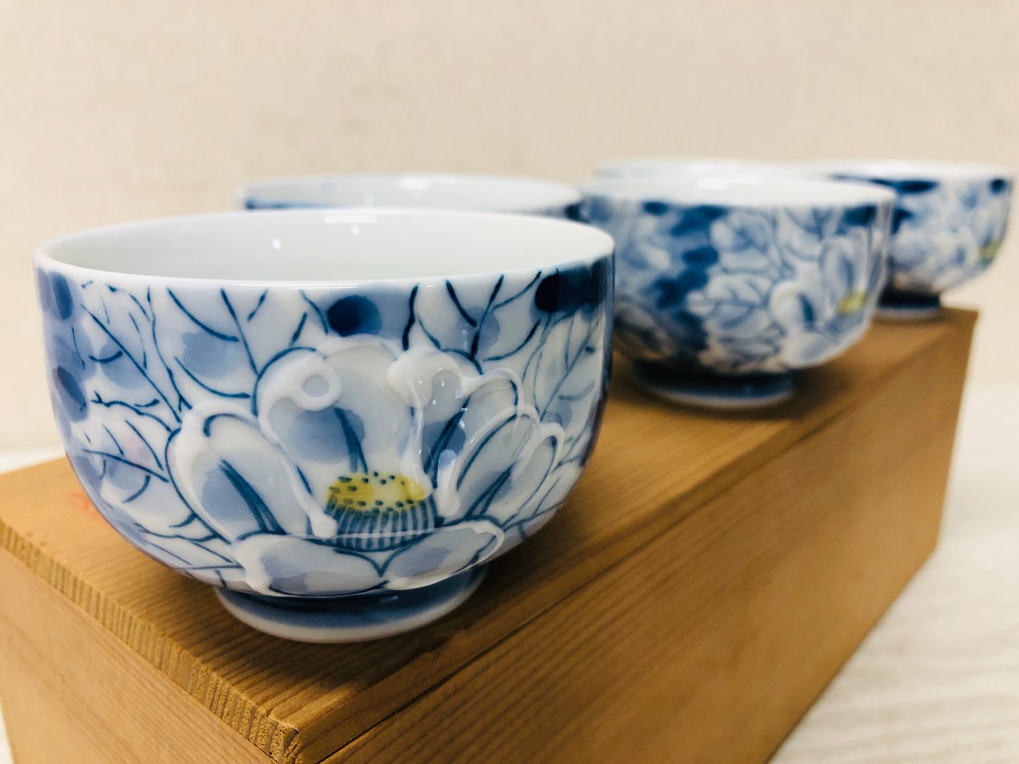 Y2966 YUNOMI Koransha cup set of 5 signed box Japanese tea bowl pottery antique