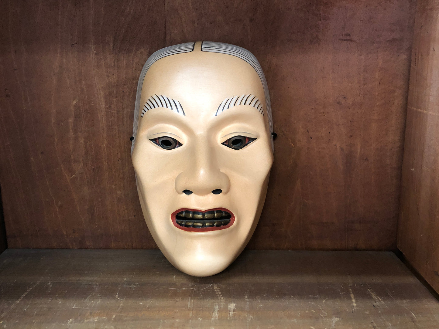 Y2989 NOH MASK wood carving Yamauba mountain witch Japan antique dance drama