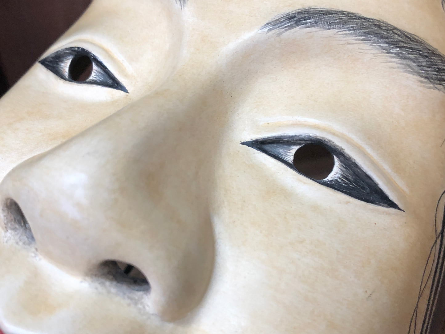 Y3002 NOH MASK wood carving Ookashiki Japan antique dance drama omen men