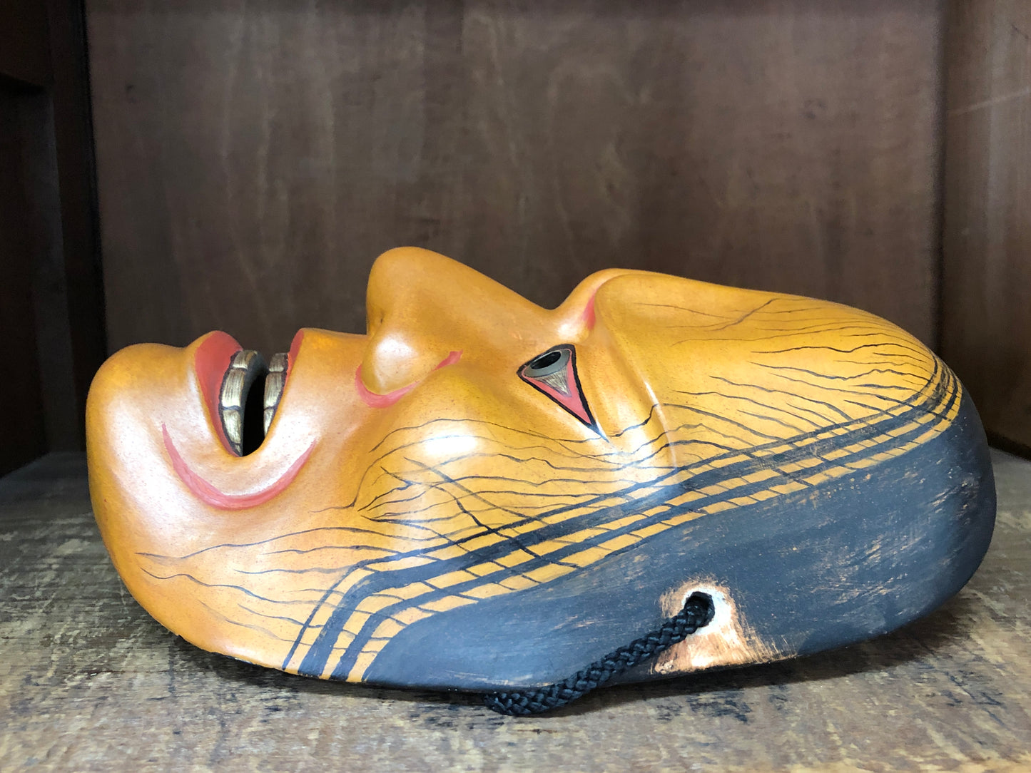 Y3009 NOH MASK wood carving Hashi Hime Japan antique dance drama omen men