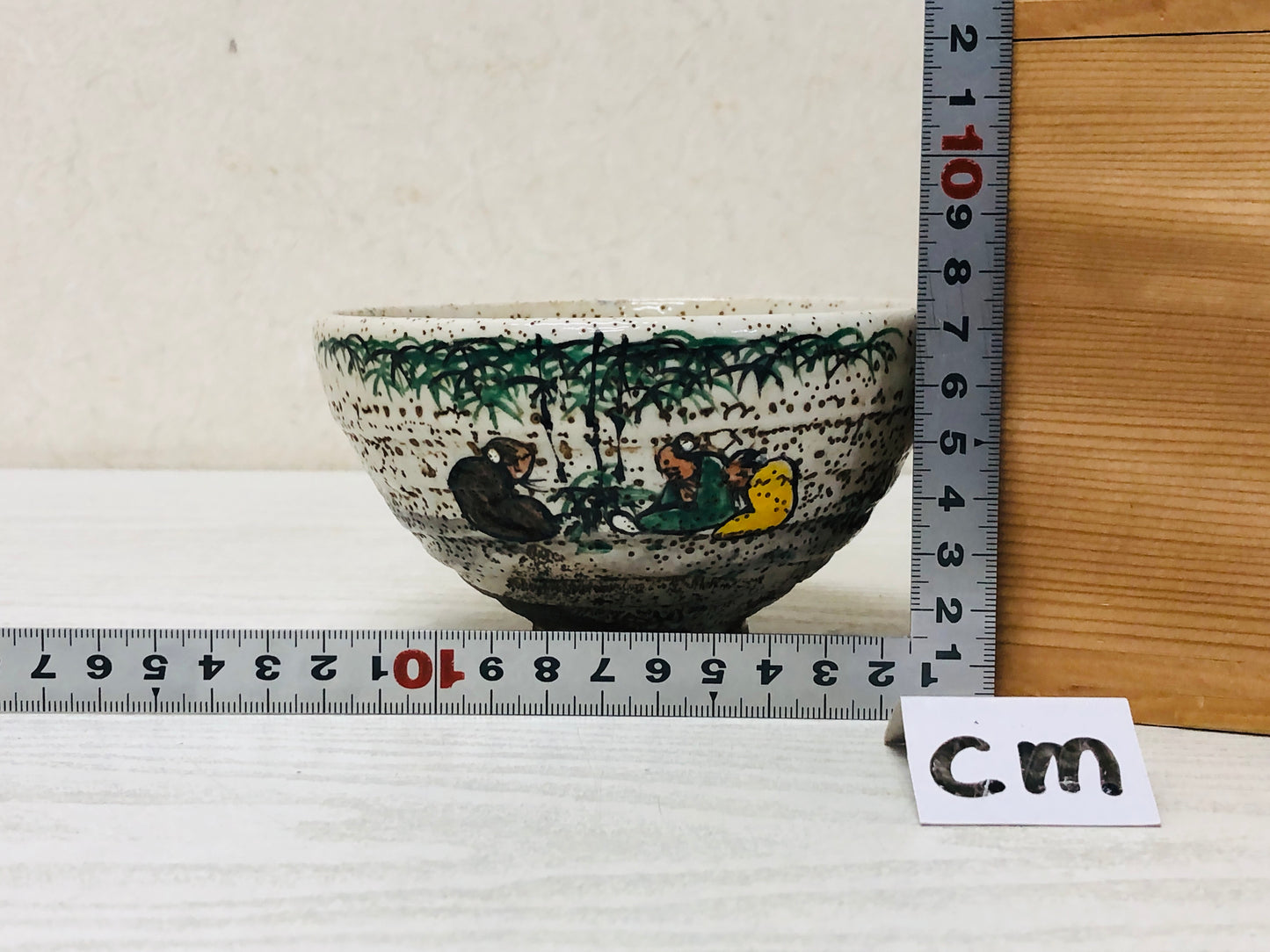 Y3013 CHAWAN Inuyama-ware Seven Sages box Japan tea ceremony bowl antique