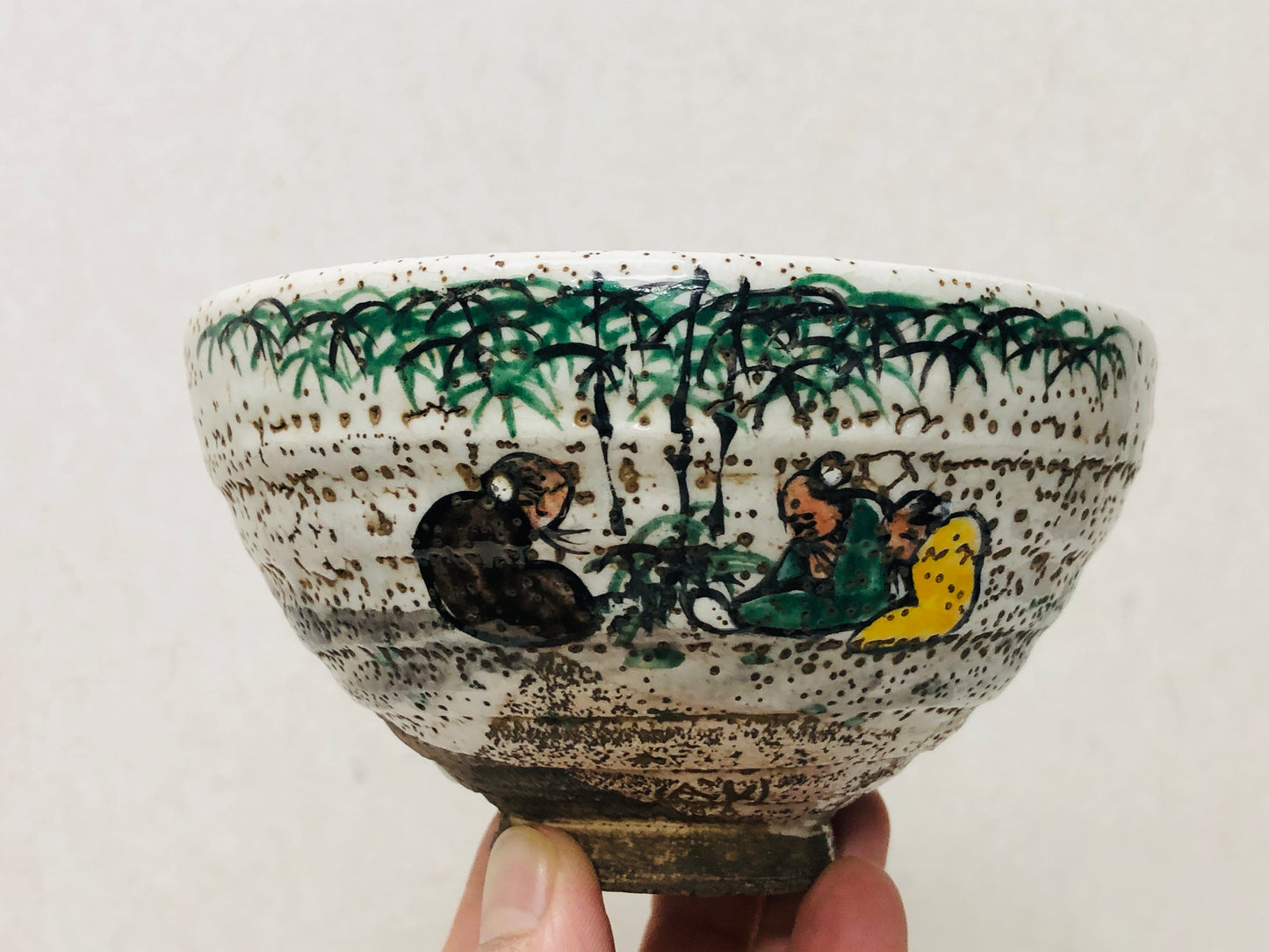 Y3013 CHAWAN Inuyama-ware Seven Sages box Japan tea ceremony bowl antique