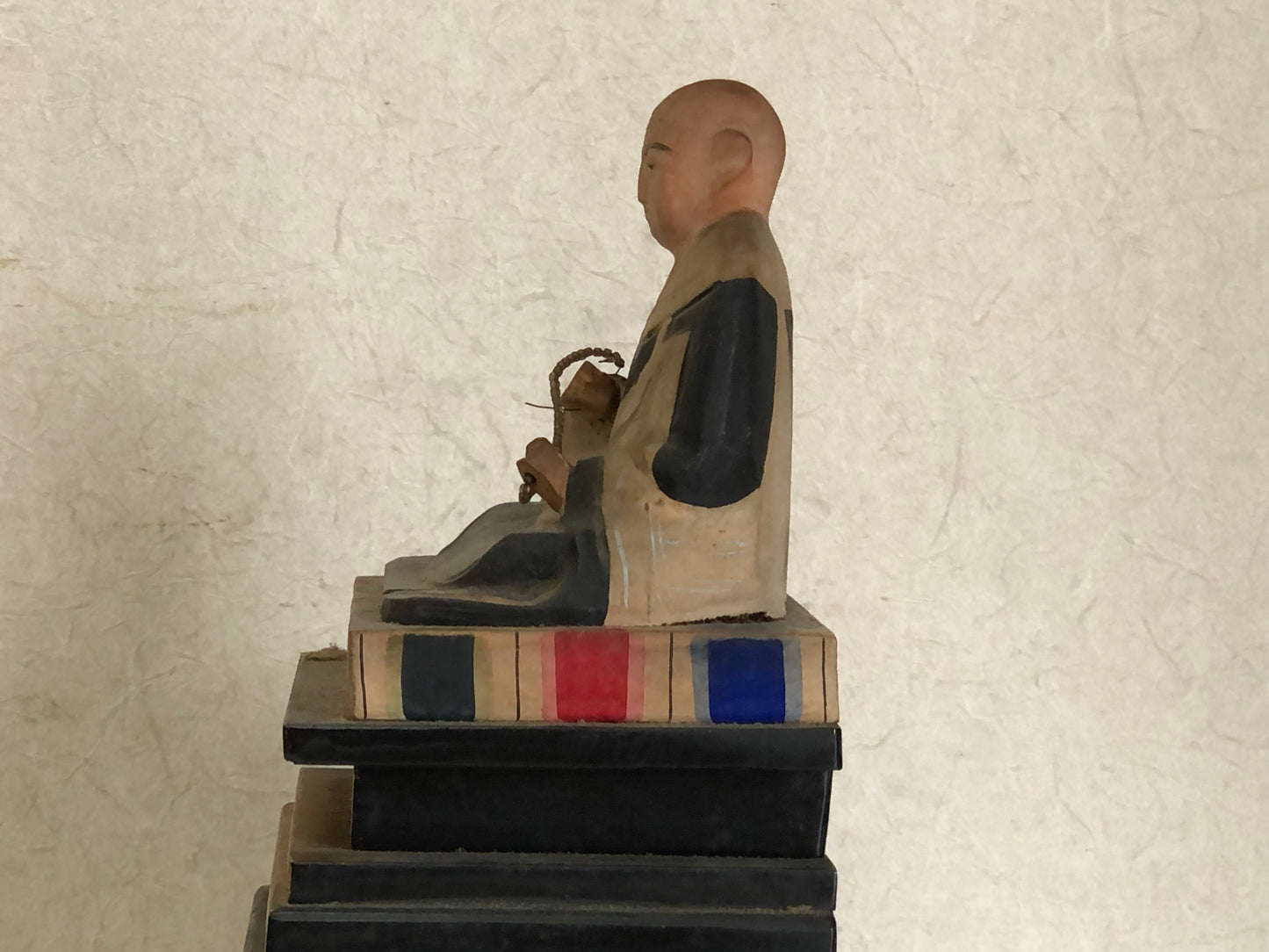 Y3053 STATUE wood carving Kobo Daishi monk figure figurine Japan vintage antique