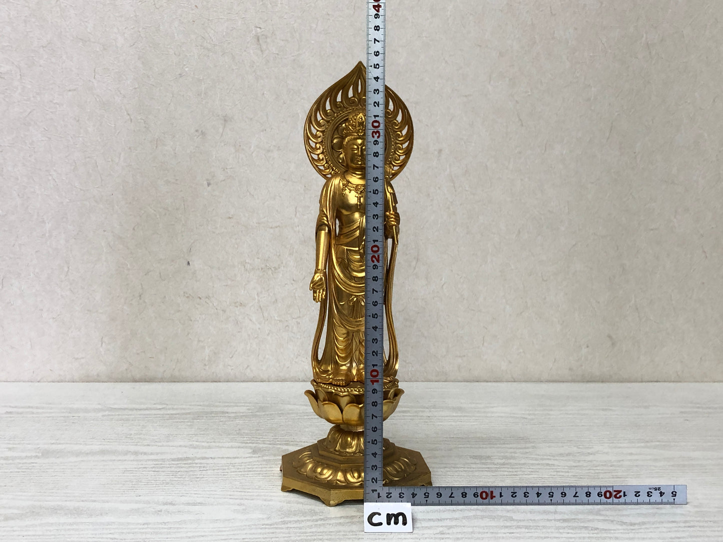Y3061 STATUE metal Sho Kannon figure figurine signed Japan vintage antique