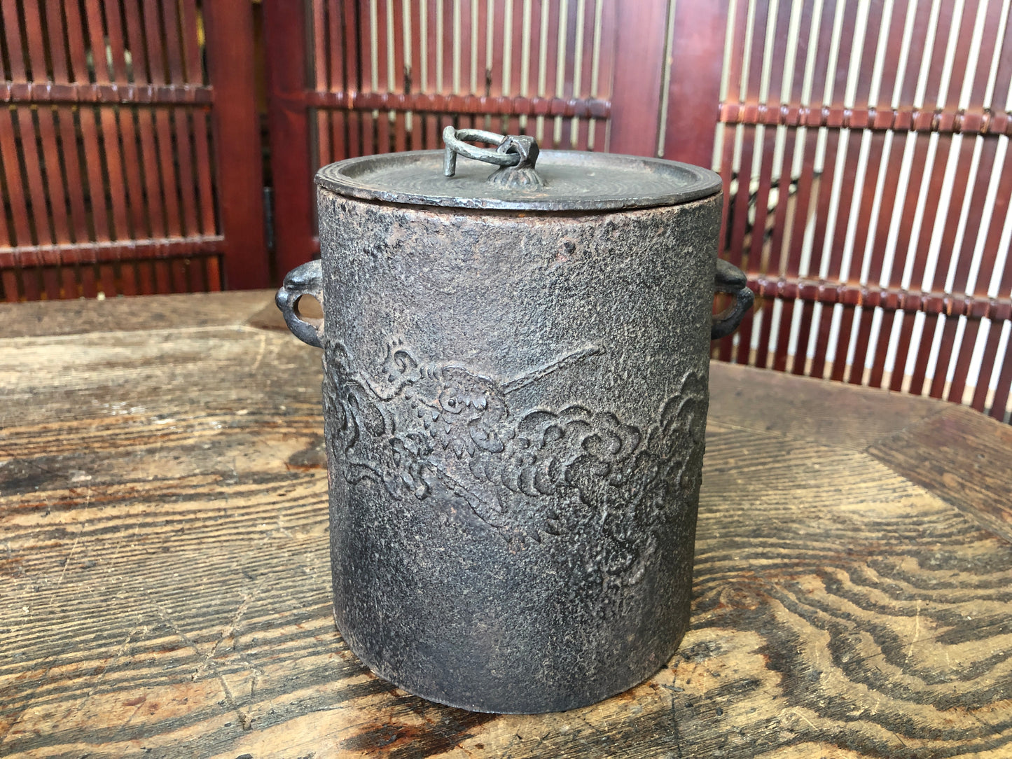 Y3073 CHAGAMA Iron Cloud Dragon pattern box Japanese Tea Ceremony teapot