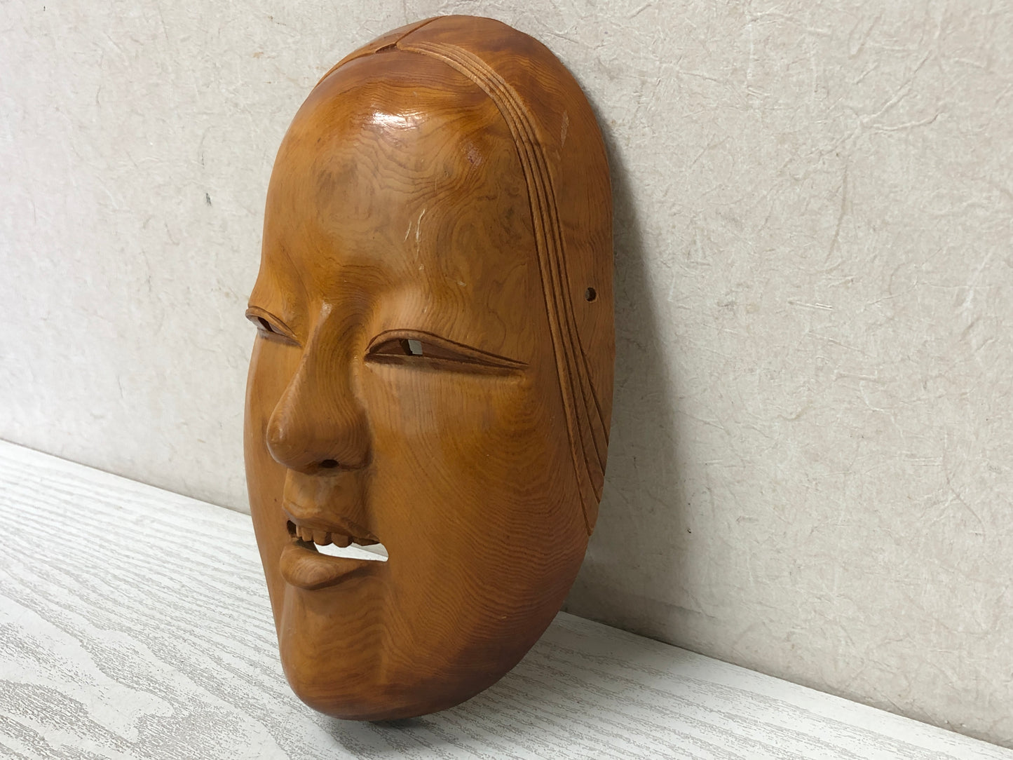 Y3113 NOH MASK wood carving young girl ko-omote Japan antique dance drama