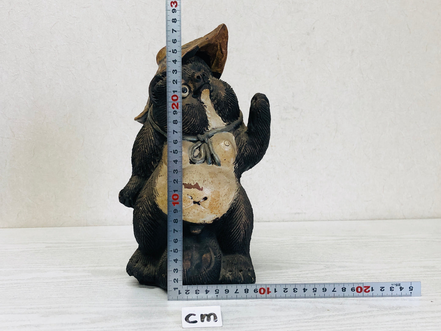 Y3124 OKIMONO Shigaraki-ware Raccoon Dog figurine Japan antique decor interior