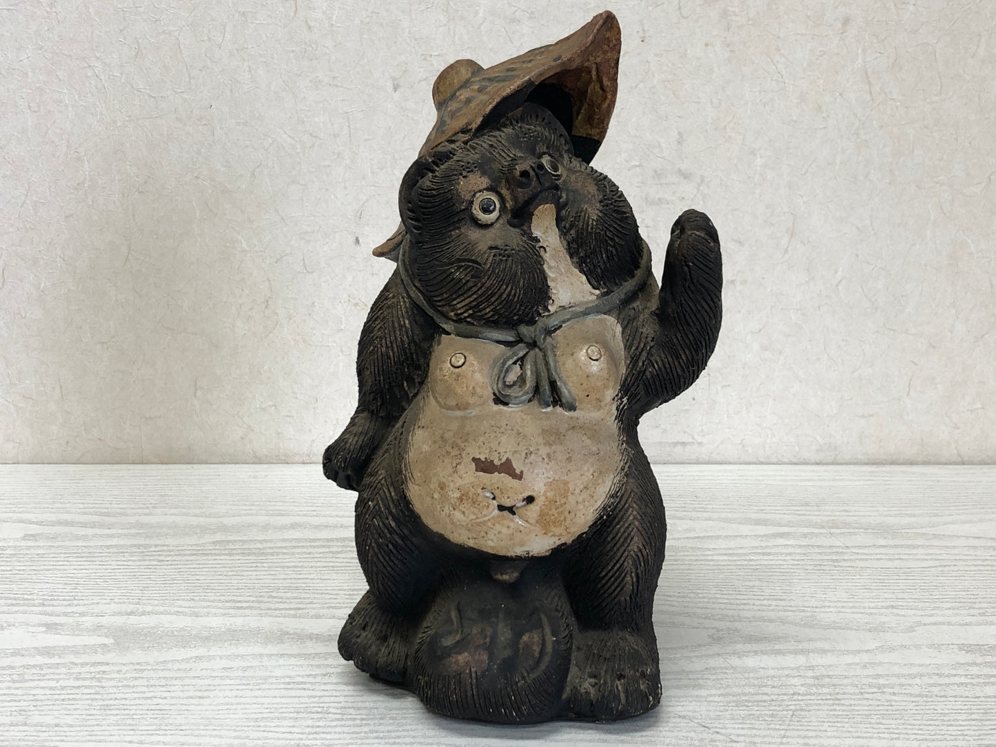 Y3124 OKIMONO Shigaraki-ware Raccoon Dog figurine Japan antique decor interior