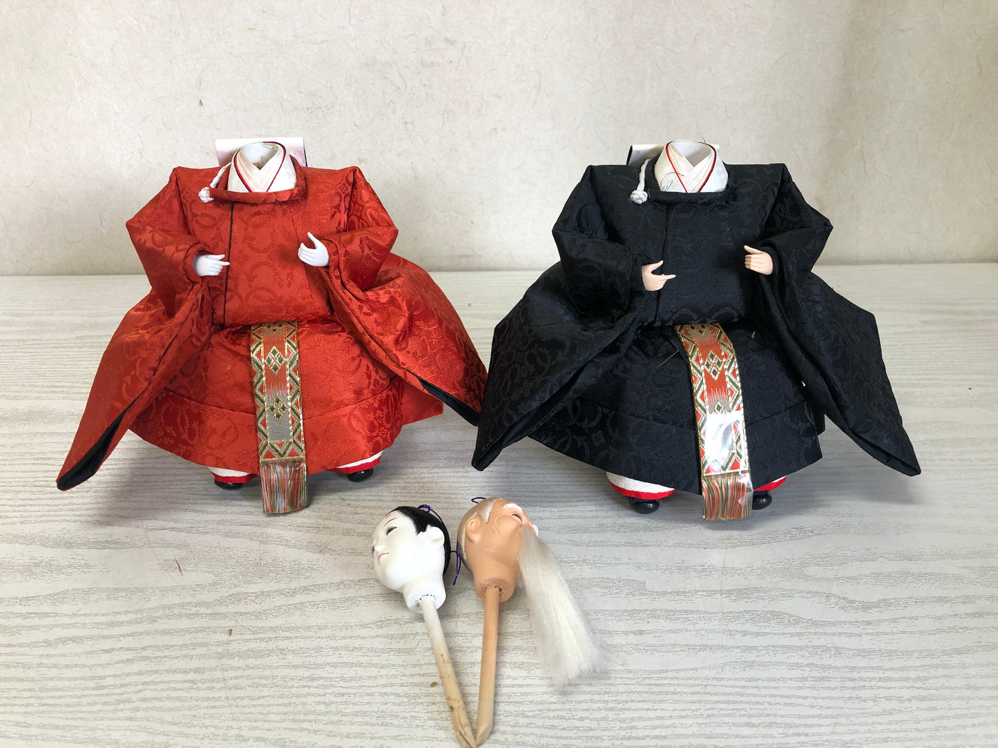 Y3159 HINA DOLL Ministers Left Right guard figure figurine Japan antique vintage