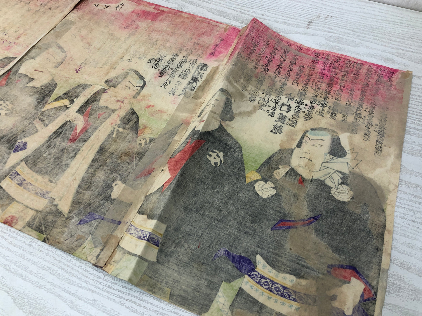 Y3202 WOODBLOCK PRINT Kunimasa actor triptych Japan Ukiyoe vintage art antique