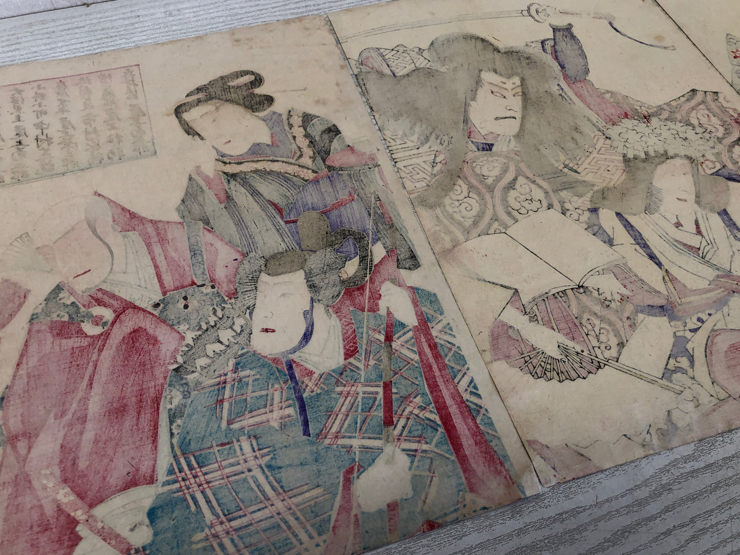 Y3204 WOODBLOCK PRINT No Signature actor triptych Japan Ukiyoe vintage art