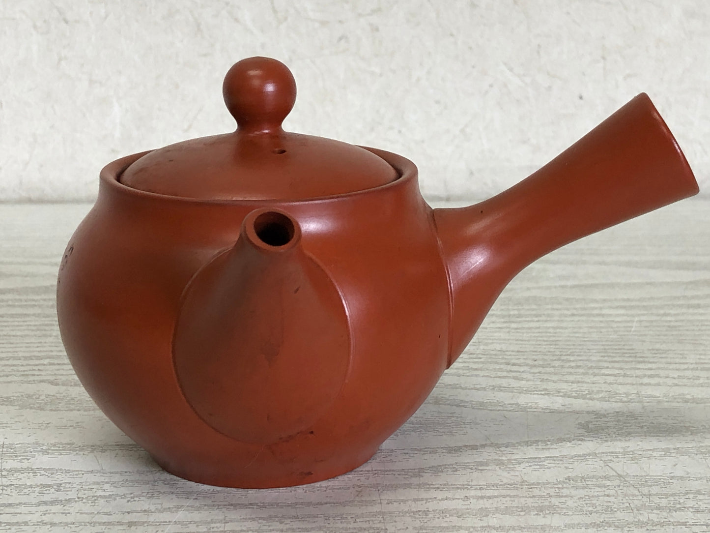 Y3225 KYUSU Tokoname-ware teapot Chinese poetry carving Takada Japan antique