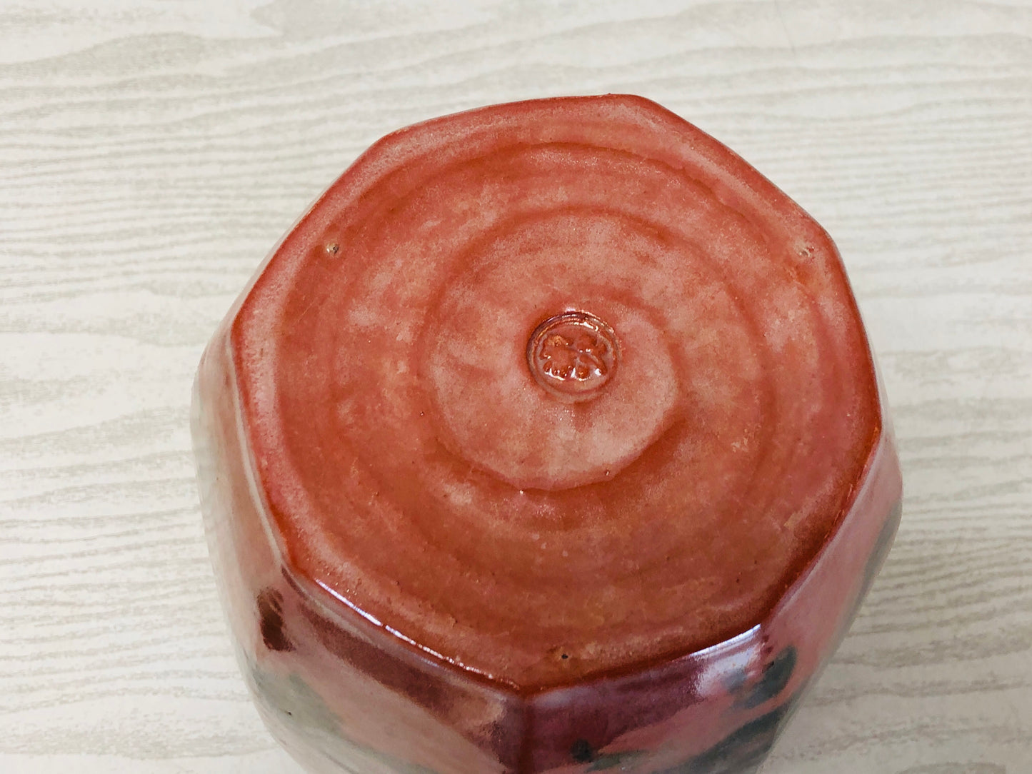 Y3327 MIZUSASHI Raku-ware Red Shouraku signed box Japan Tea Ceremony water pot