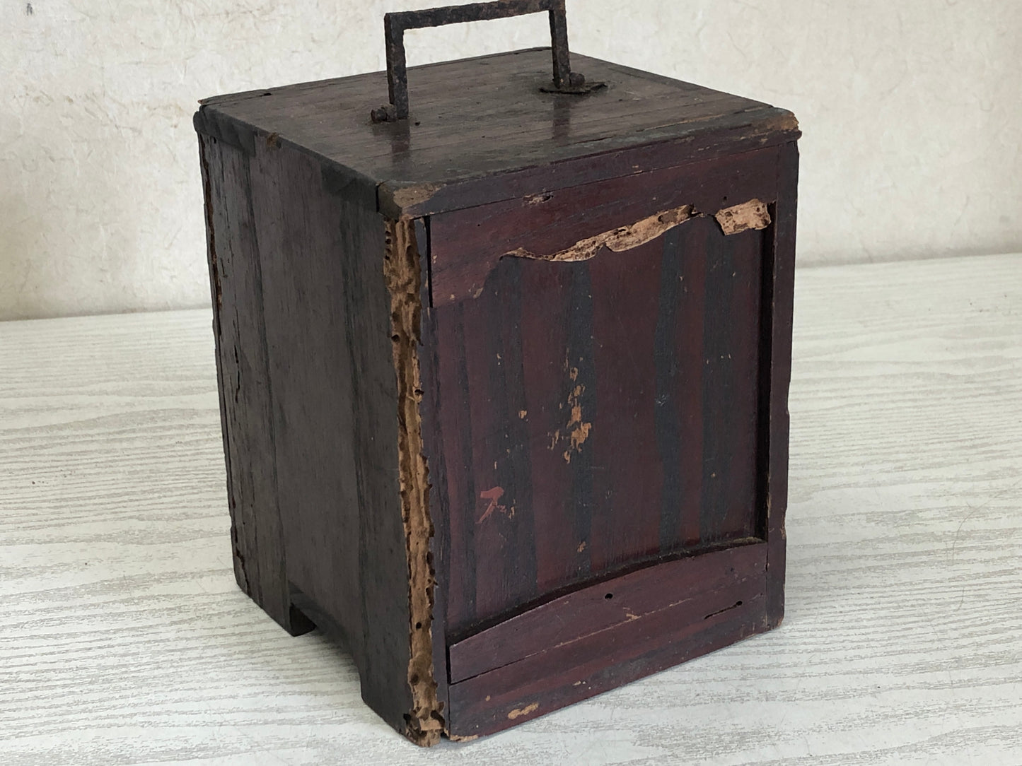 Y3356 BOX Vermilion Makie lacquer three-tiered Japanese antique vintage storage