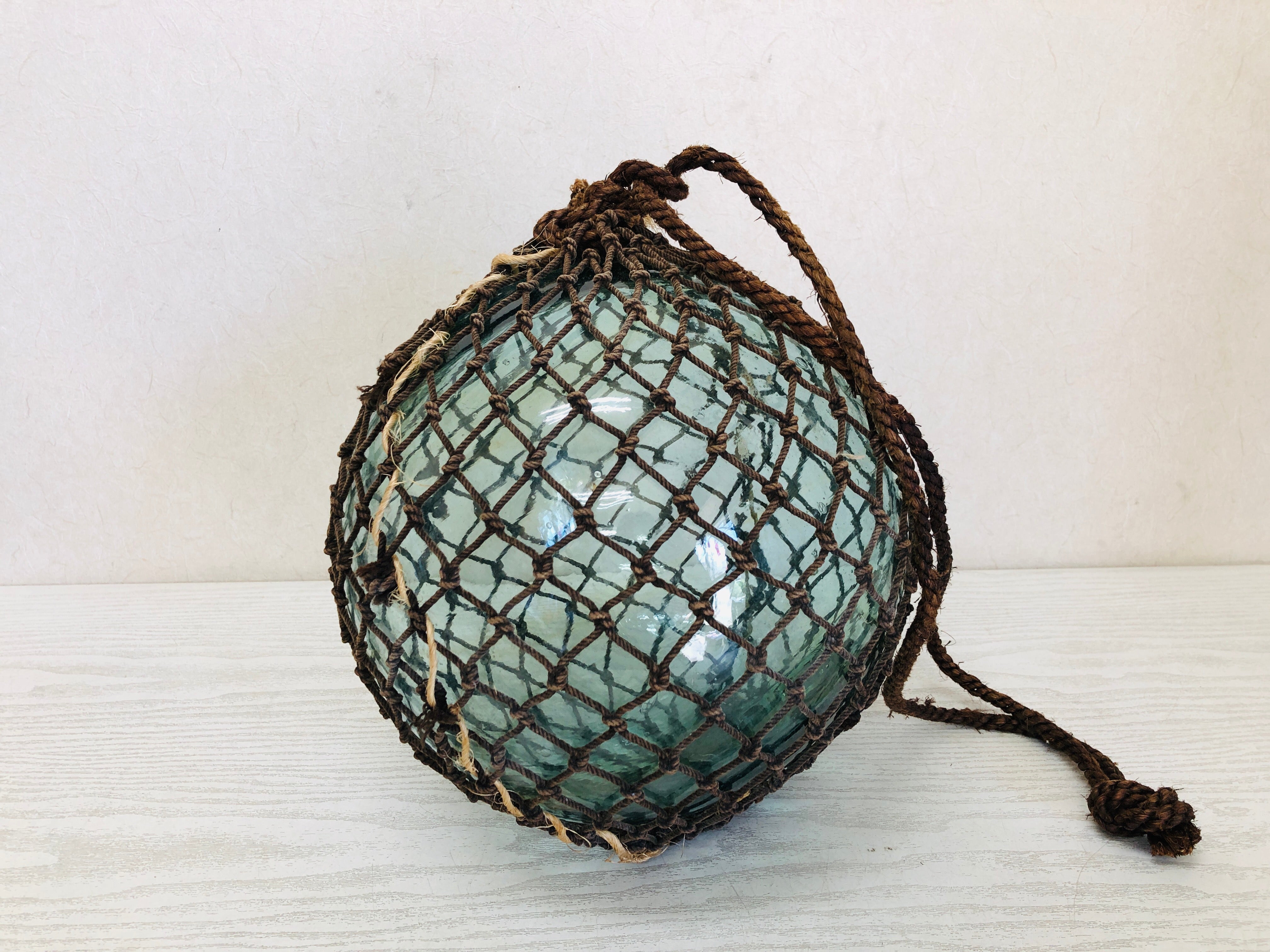 Y3386 FLOAT Glass Floating Ball fishing bouy net Japanese antique vint ...