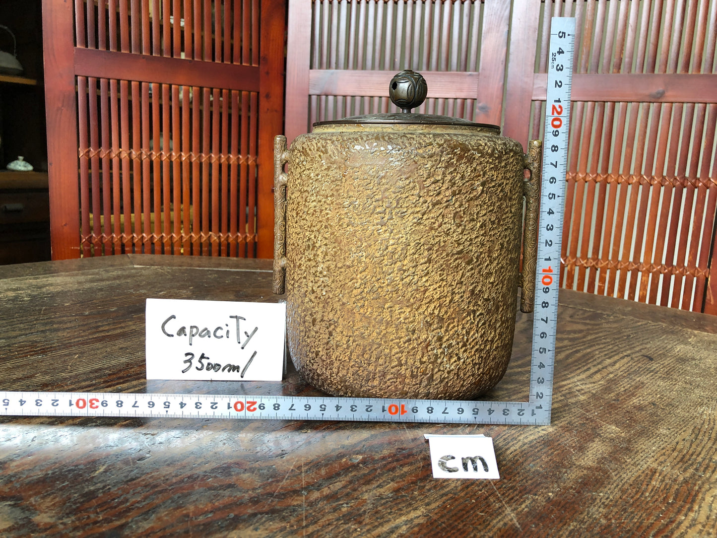 Y3402 CHAGAMA Iron tube wave pattern lid Japanese Tea Ceremony teapot Japan