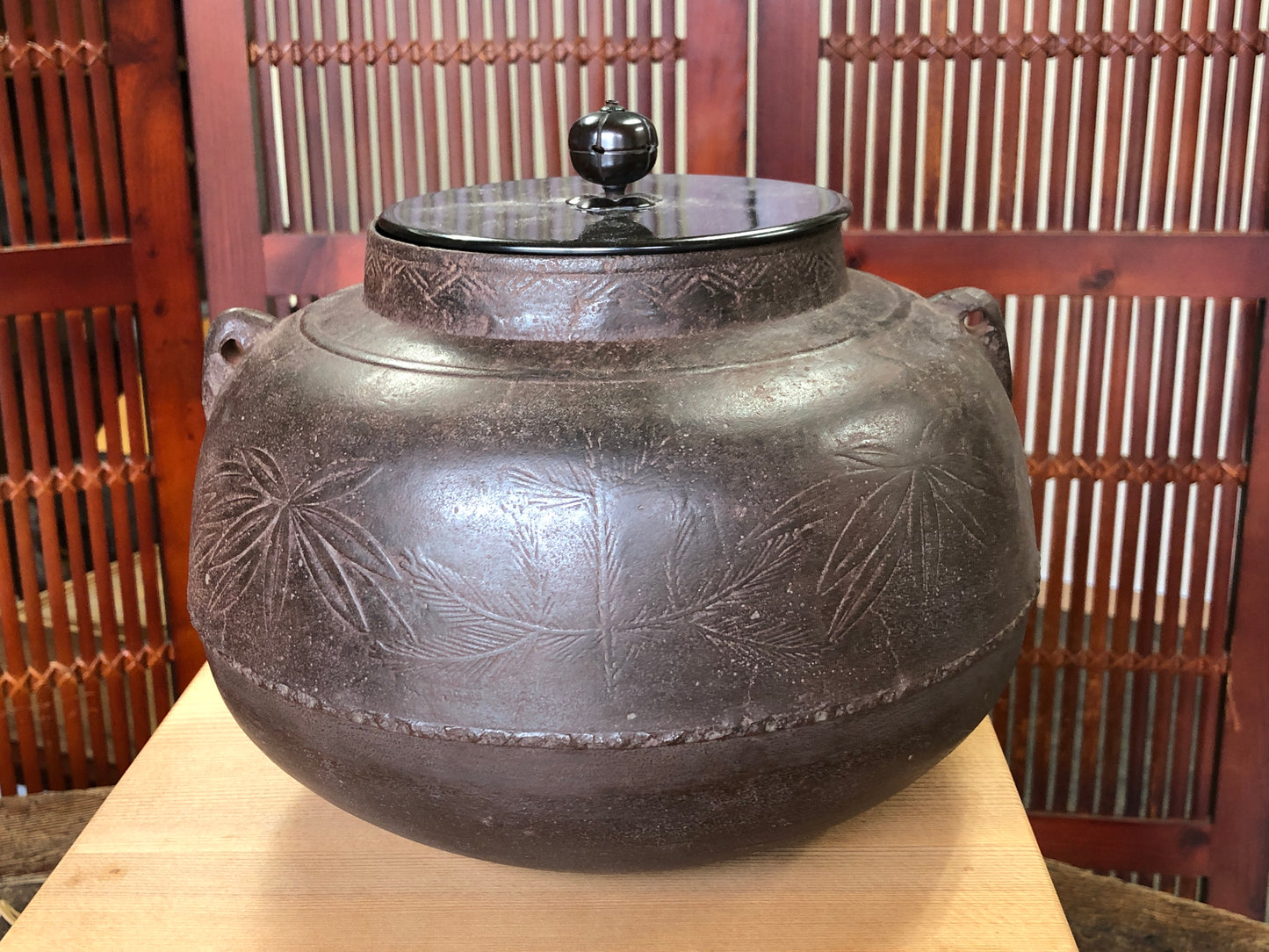 Y3403 CHAGAMA Iron Tenmyou box Japanese Tea Ceremony teapot Japan antique