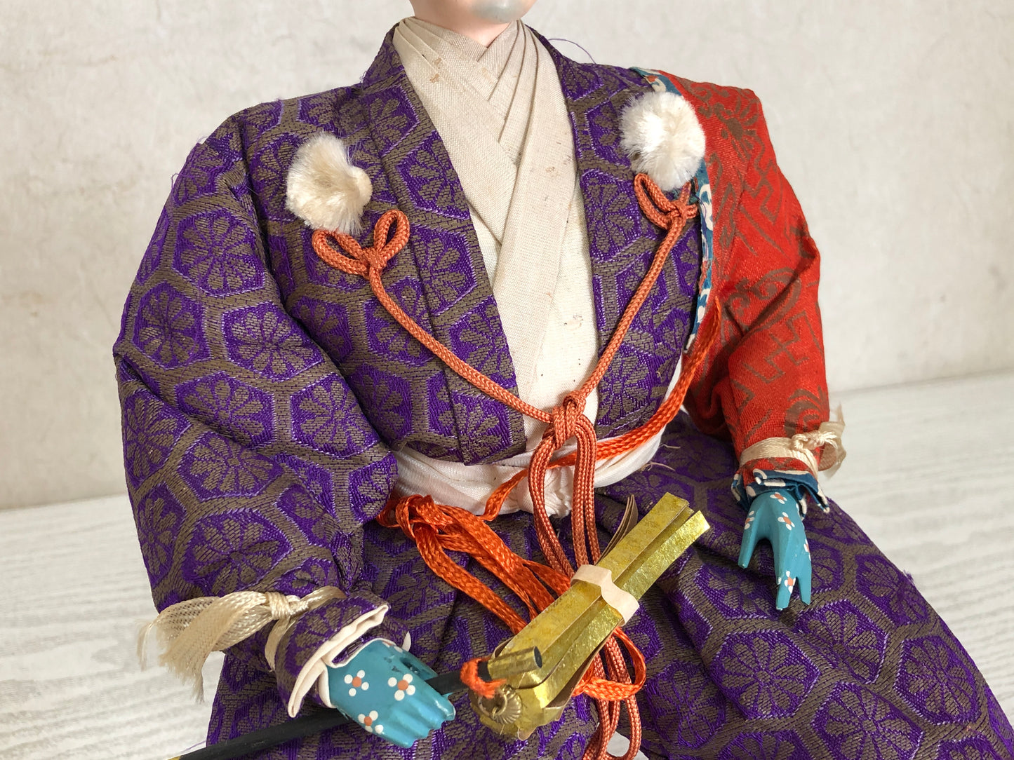 Y3419 STATUE Samurai doll box bushi figure figurine Japan antique vintage