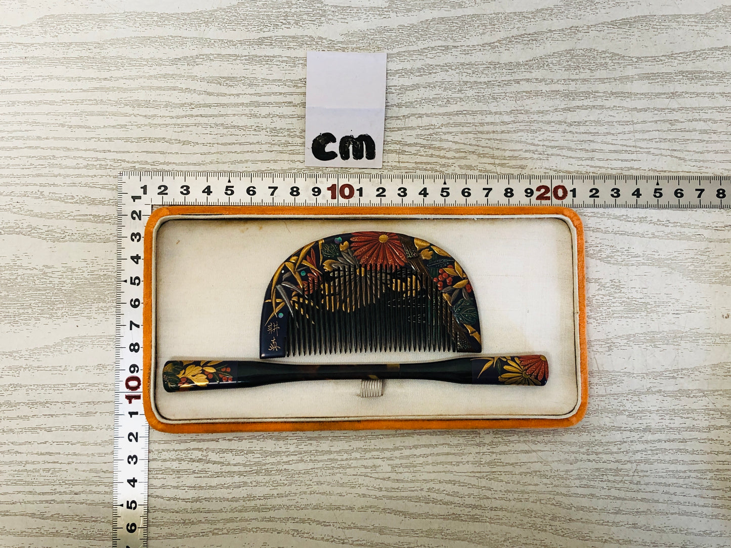 Y3428 KOUGAI  Comb Hairpin hair dressing tools box signed Japan kimono accessory