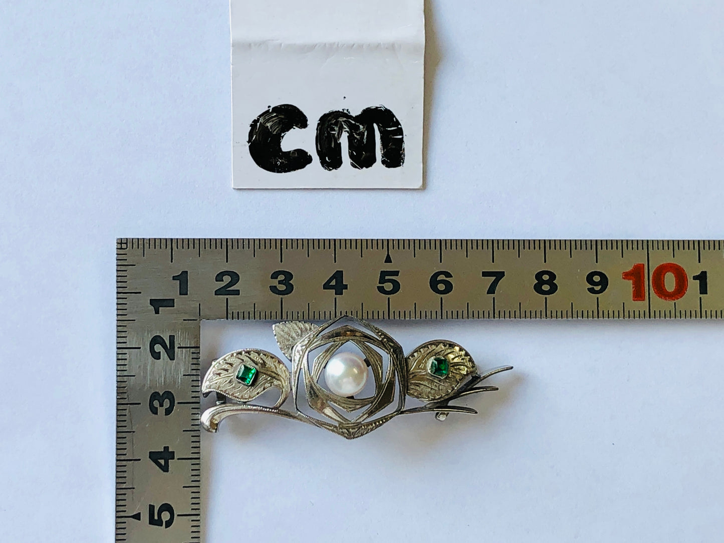 Y3444 OBIDOME Sash Clip Pearl Jewel SPM engraved Japan Kimono accessory antique