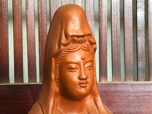 Y3472 STATUE Tokoname-ware Buddha figure signed Japan antique vintage Buddhism