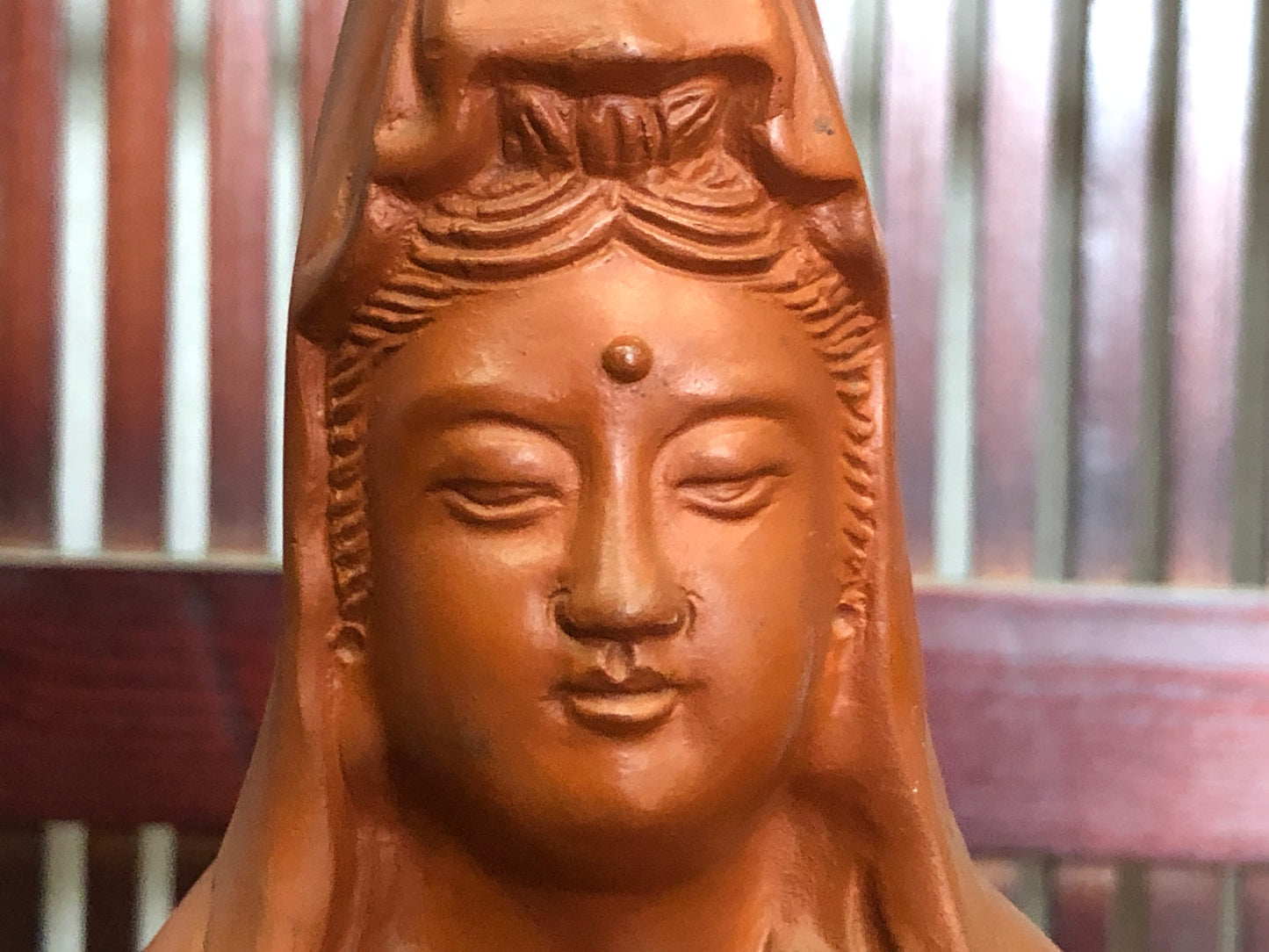 Y3472 STATUE Tokoname-ware Buddha figure signed Japan antique vintage Buddhism