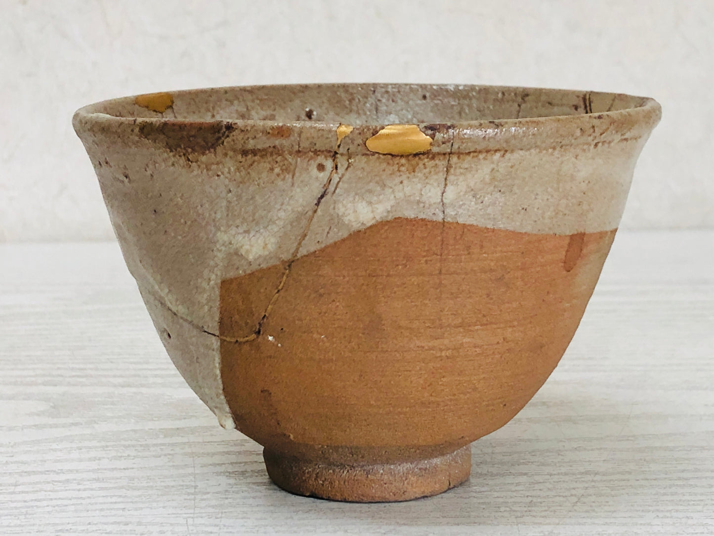 Y3479 CHAWAN Karatsu-ware kintsugi box Japan tea ceremony bowl antique vintage