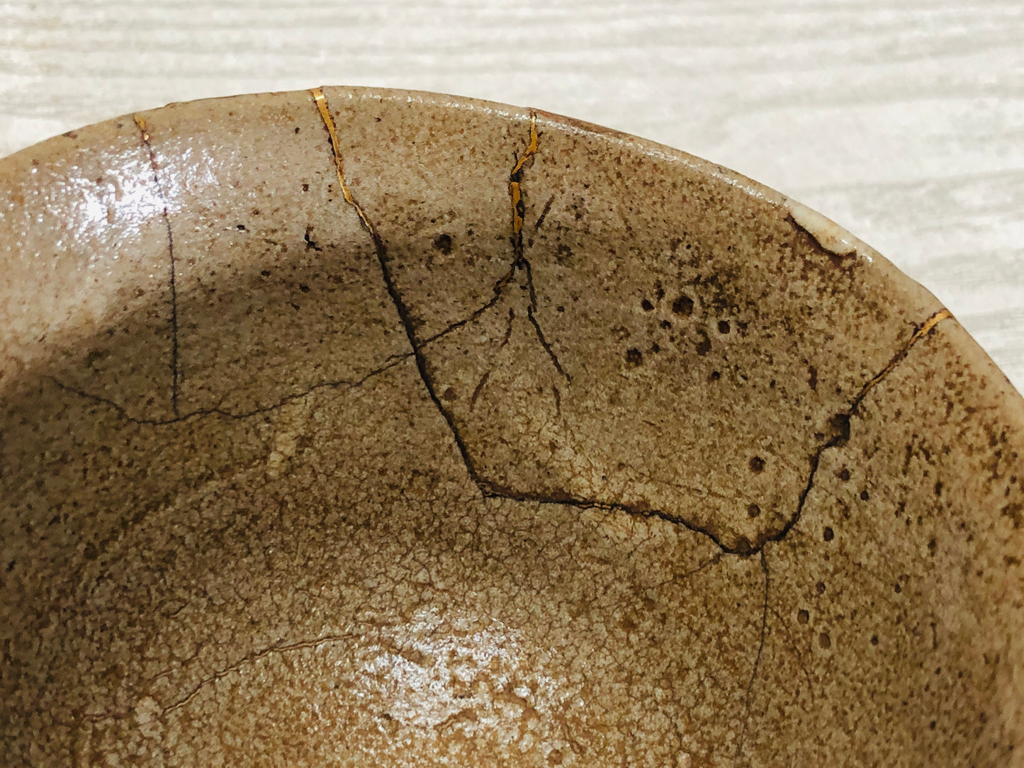 Y3479 CHAWAN Karatsu-ware kintsugi box Japan tea ceremony bowl antique vintage