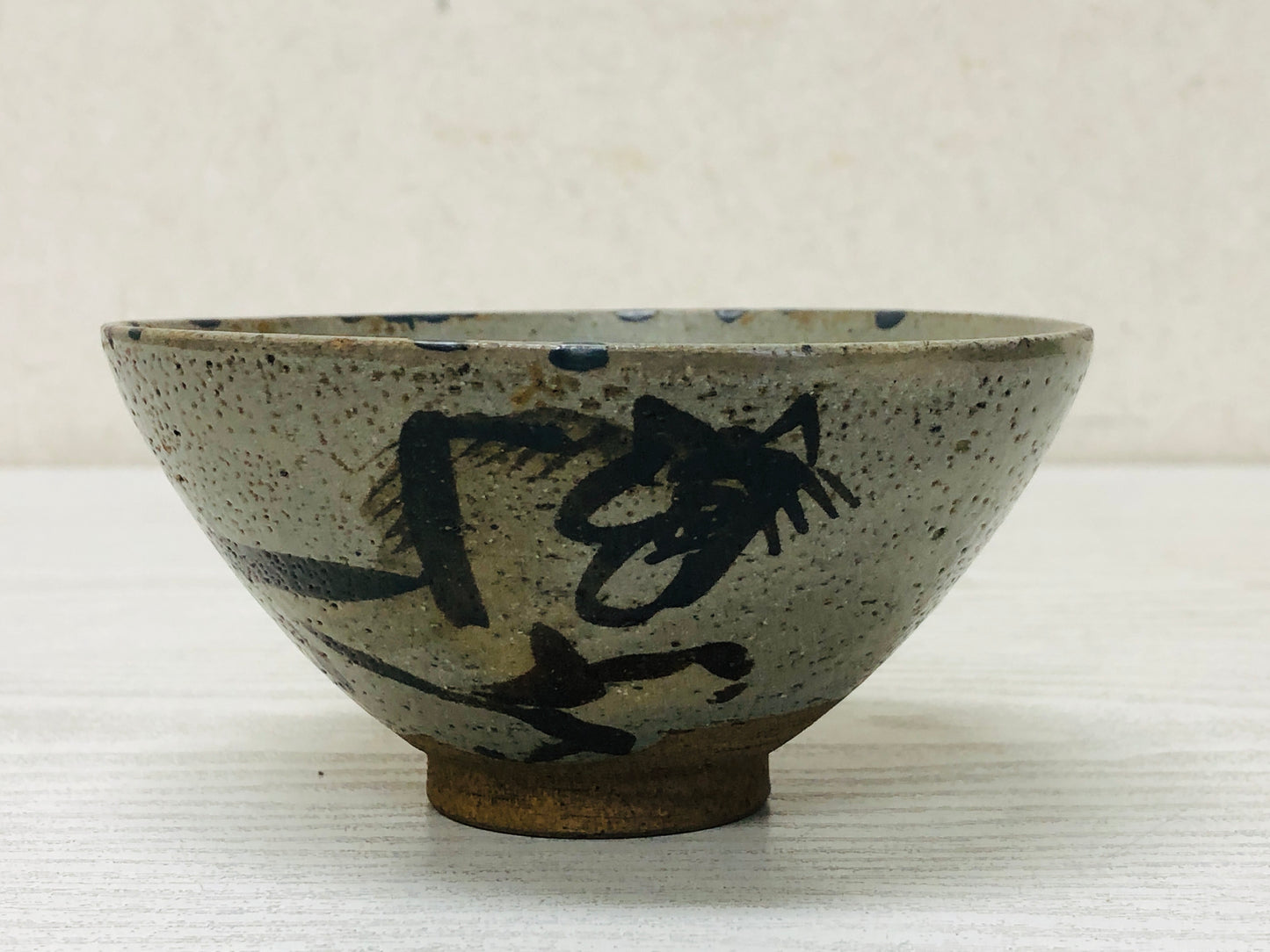 Y3509 CHAWAN Souma-ware flat kintsugi Japan tea ceremony bowl antique vintage