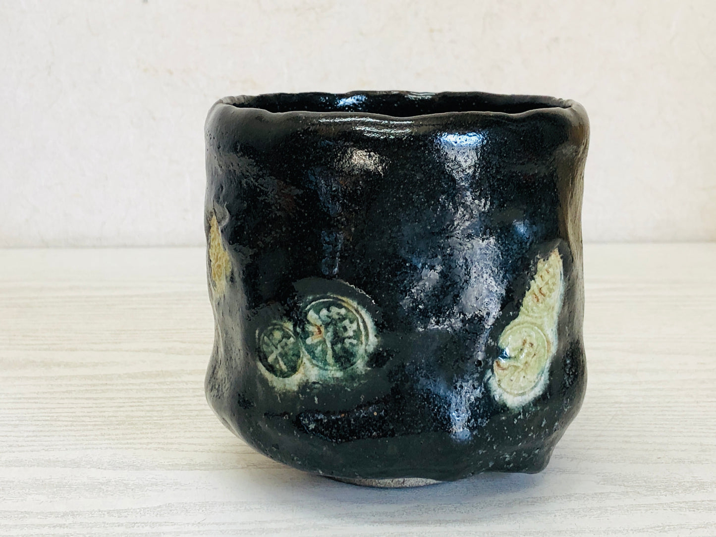 Y3534 CHAWAN Raku-ware tube large signed box Japan tea ceremony bowl antique