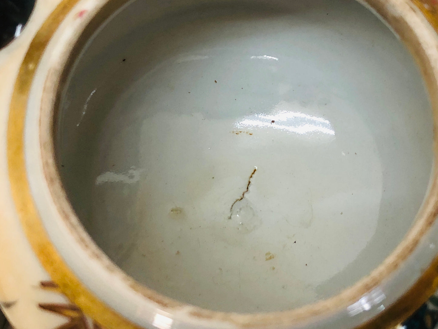 Y3541 KYUSU Kutani-ware Teapot pot color picture Tea Ceremony Japan antique