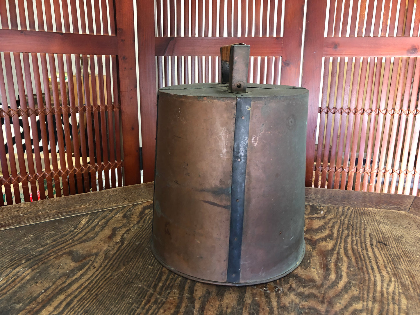 Y3548 GANDOU Copper Portable Lamp lantern Edo period Japan antique vintage