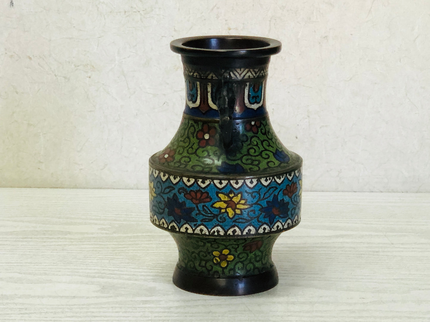 Y3552 FLOWER VASE Chinese Cloisonne Arabesque ikebana home interior antique