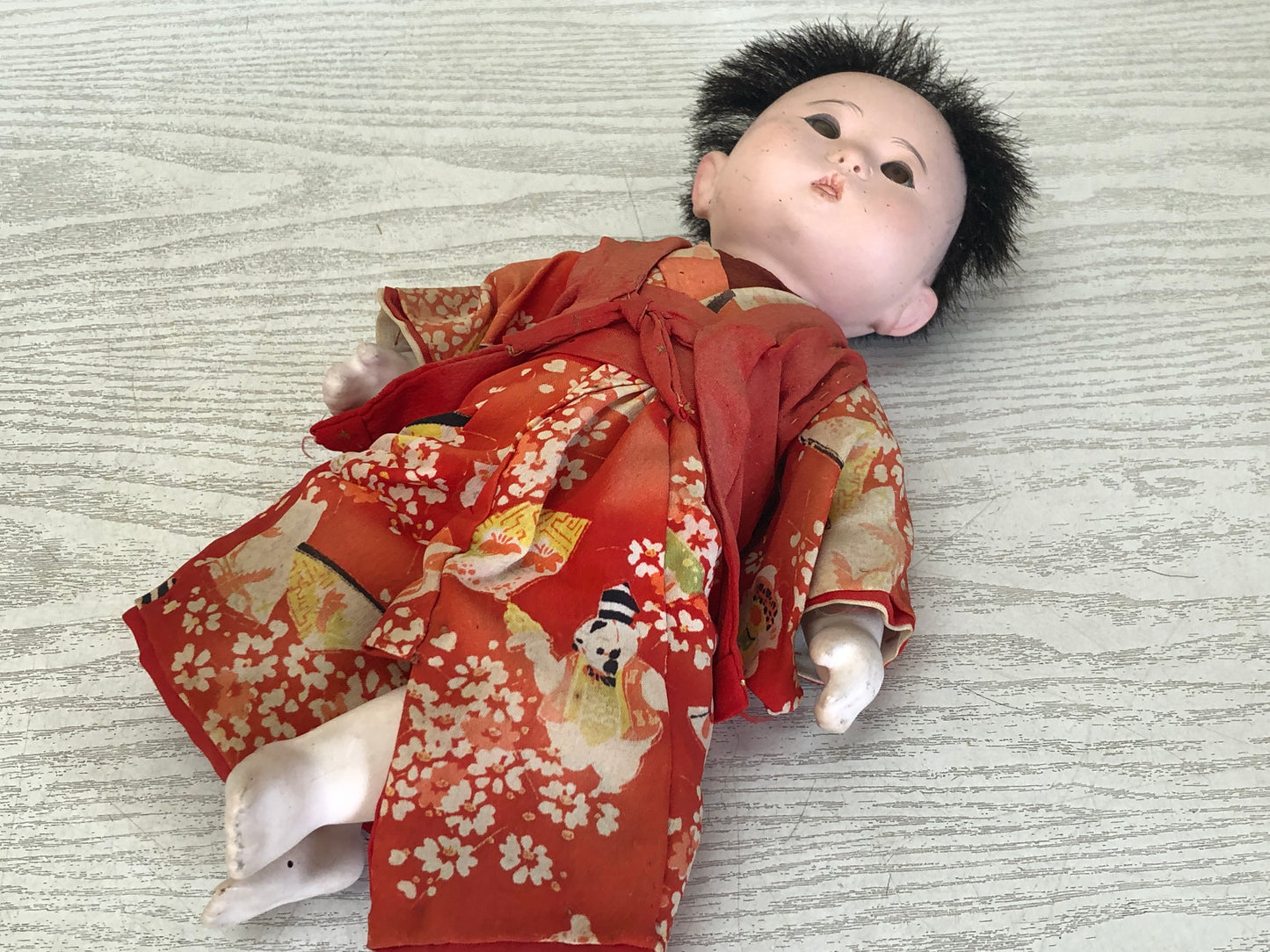 Y3576 NINGYO Boy Doll figure figurine kimono Japanese vintage antique Japan
