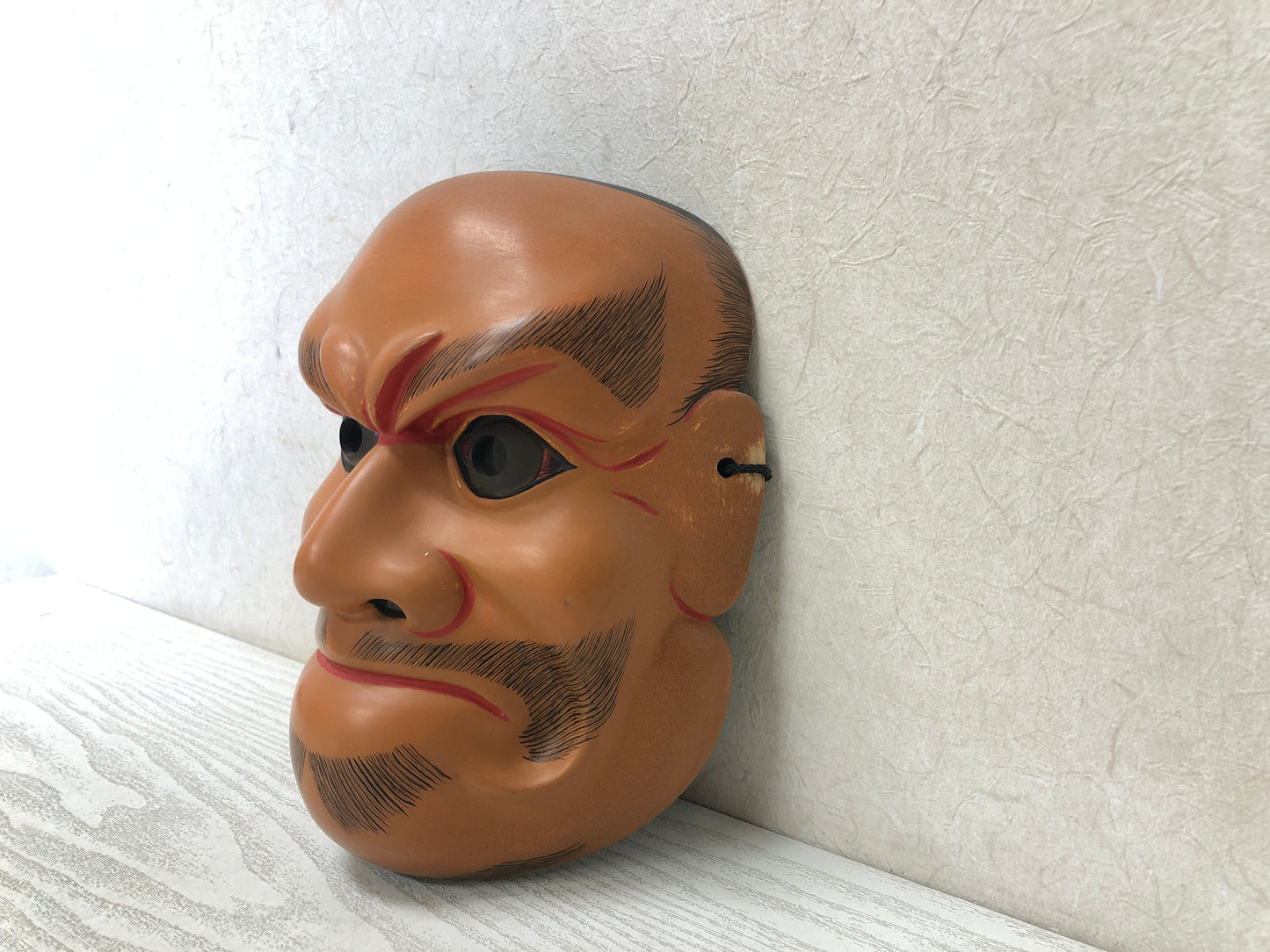 Y3591 NOH MASK Beshimi wood carving signed Japanese antique omen vintage men