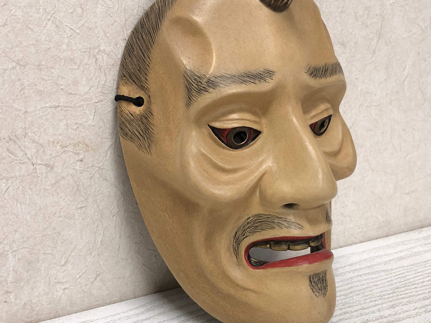 Y3600 NOH MASK Ikkaku Sennin wood carving signed Japan antique omen vintage