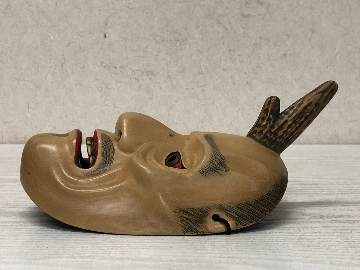 Y3600 NOH MASK Ikkaku Sennin wood carving signed Japan antique omen vintage