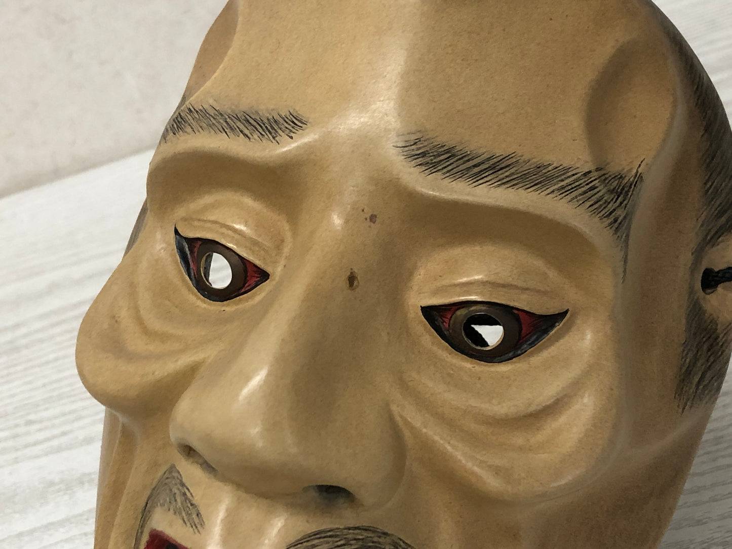 Y3600 NOH MASK Ikkaku Sennin wood carving signed Japan antique omen vintage