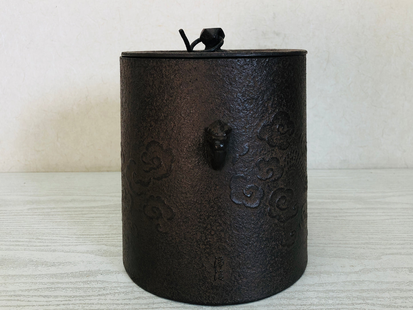 Y3615 CHAGAMA Iron Unryu cloud dragon signed box Tea Kettle Teapot Japan antique