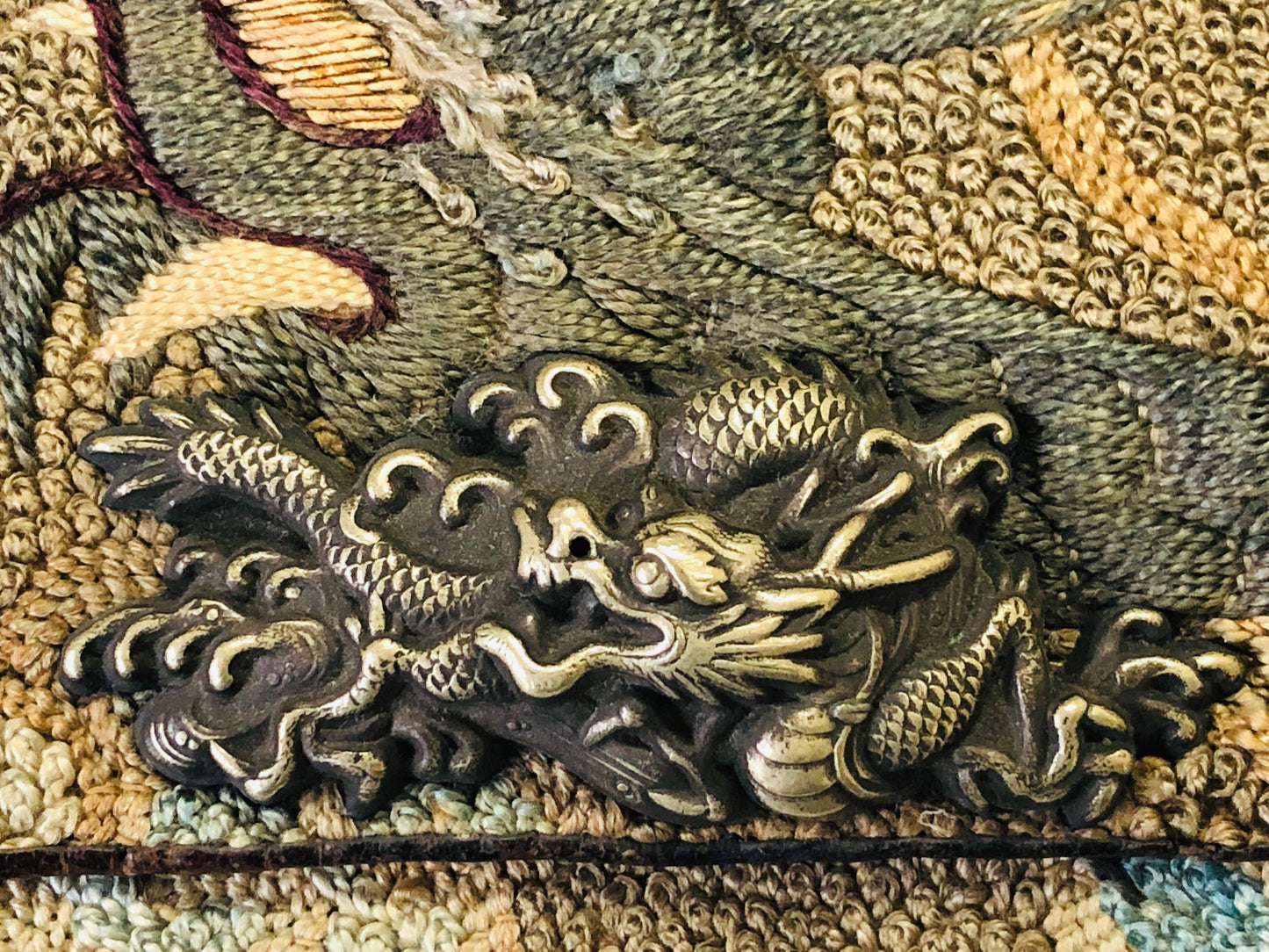 Y3667 SAGEMONO Dragon pattern netsuke Japanese antique traditional kimono
