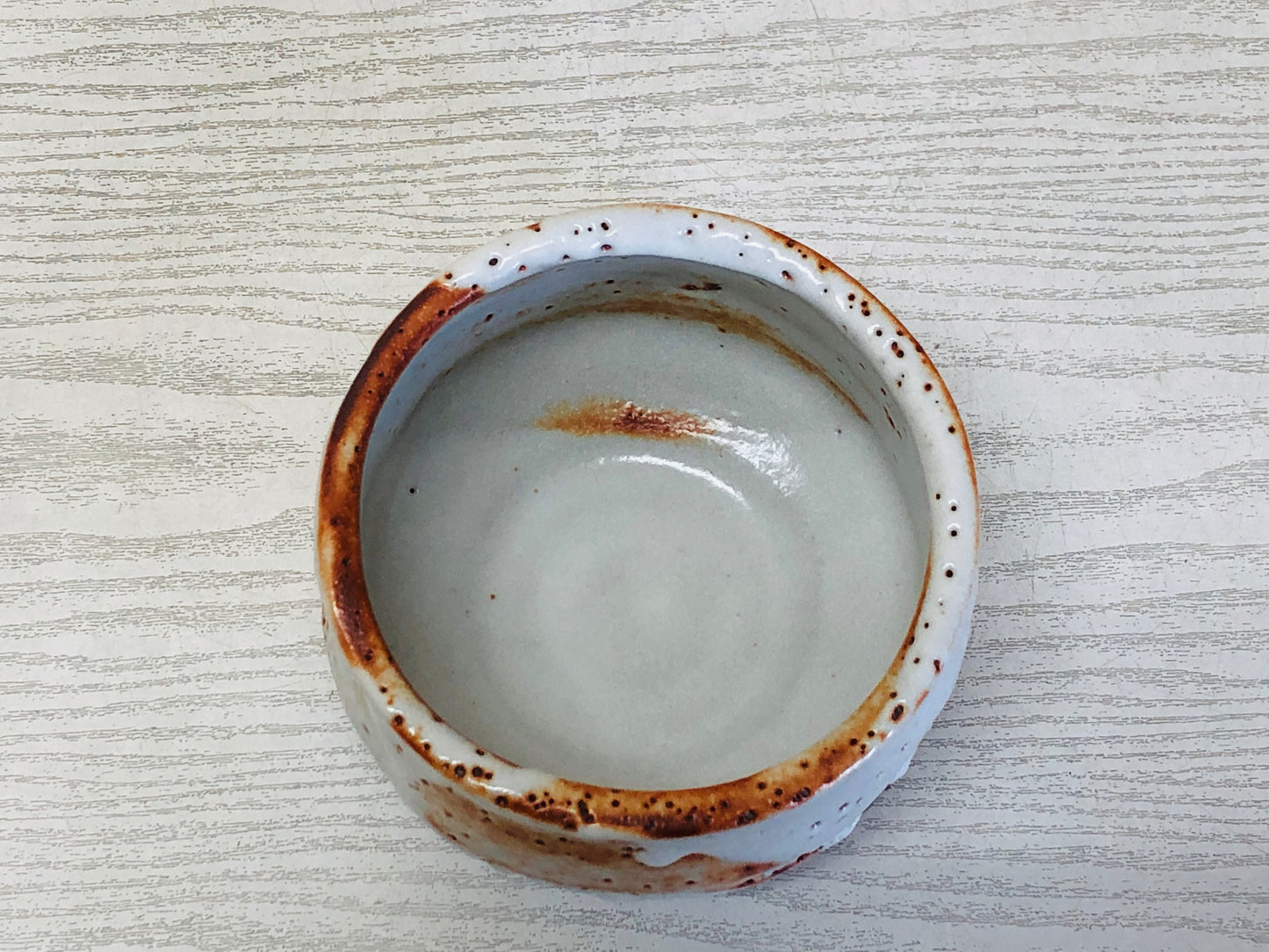 Y3683 CHAWAN Shino-ware signed box Japan antique tea ceremony bowl cup vintage