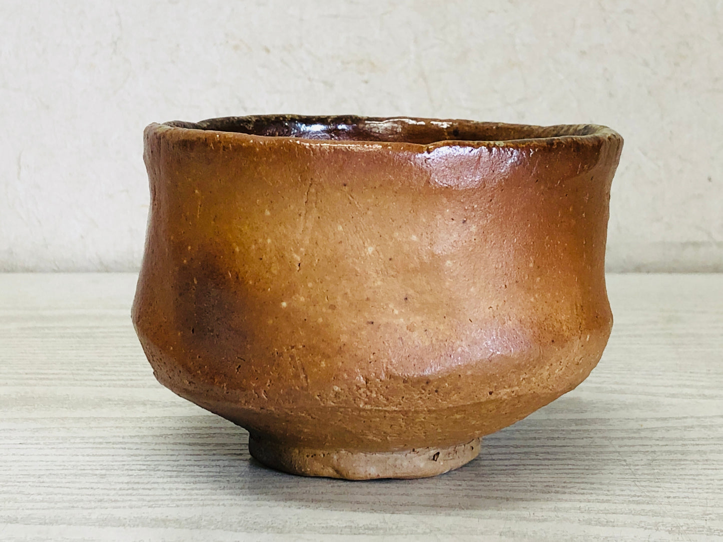 Y3690 CHAWAN Iga-ware signed box Japan antique tea ceremony bowl cup vintage