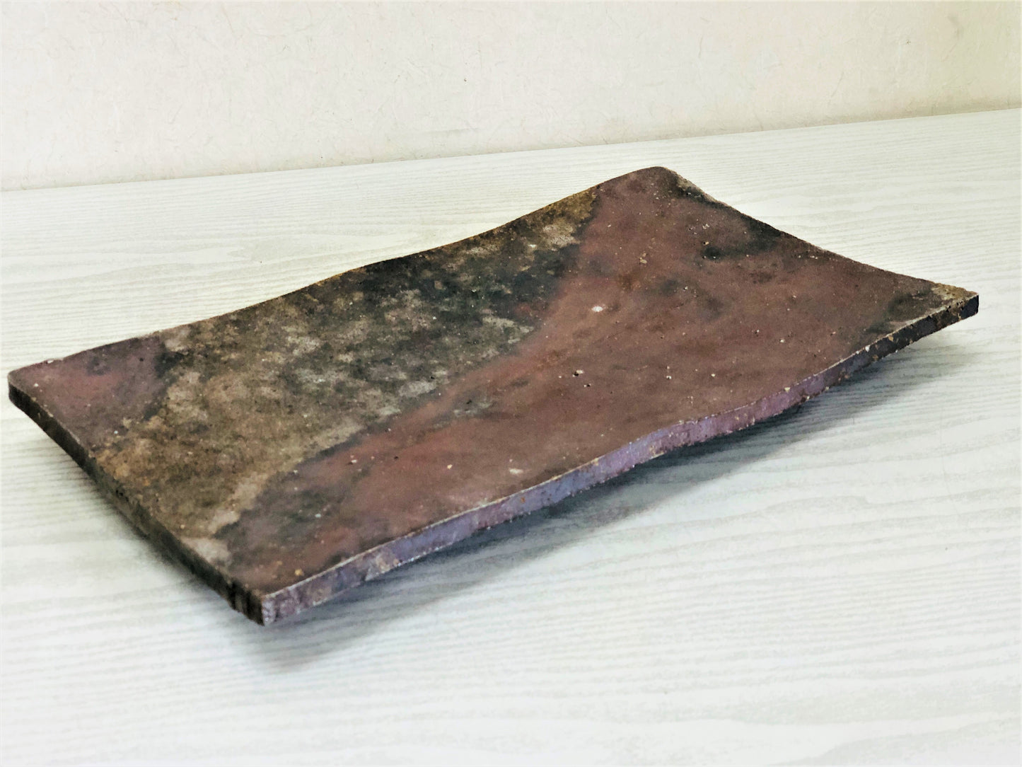 Y3691 DISH Tanba-ware rectangular signed box Japan antique plate tableware