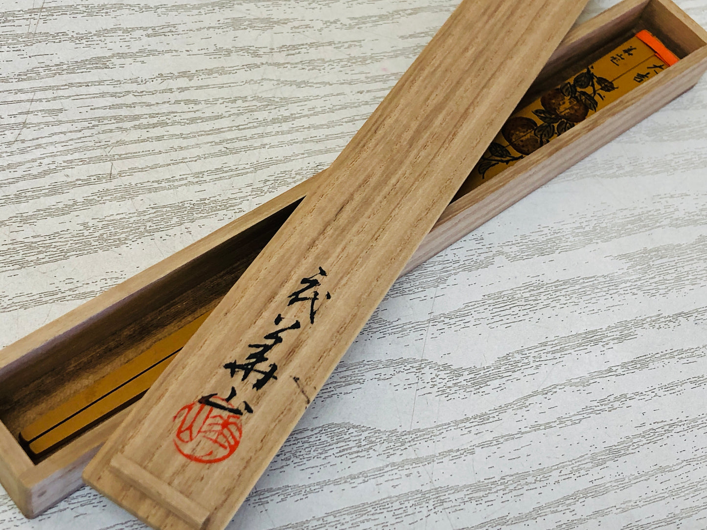 Y3696 HASHI Bamboo Chopsticks signed box Japan antique vintage tableware