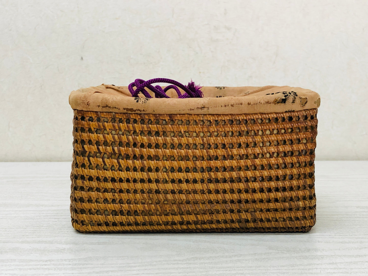 Y3698 Bamboo Woven Basket Travel Tea Ceremony storage case Japan antique vintage
