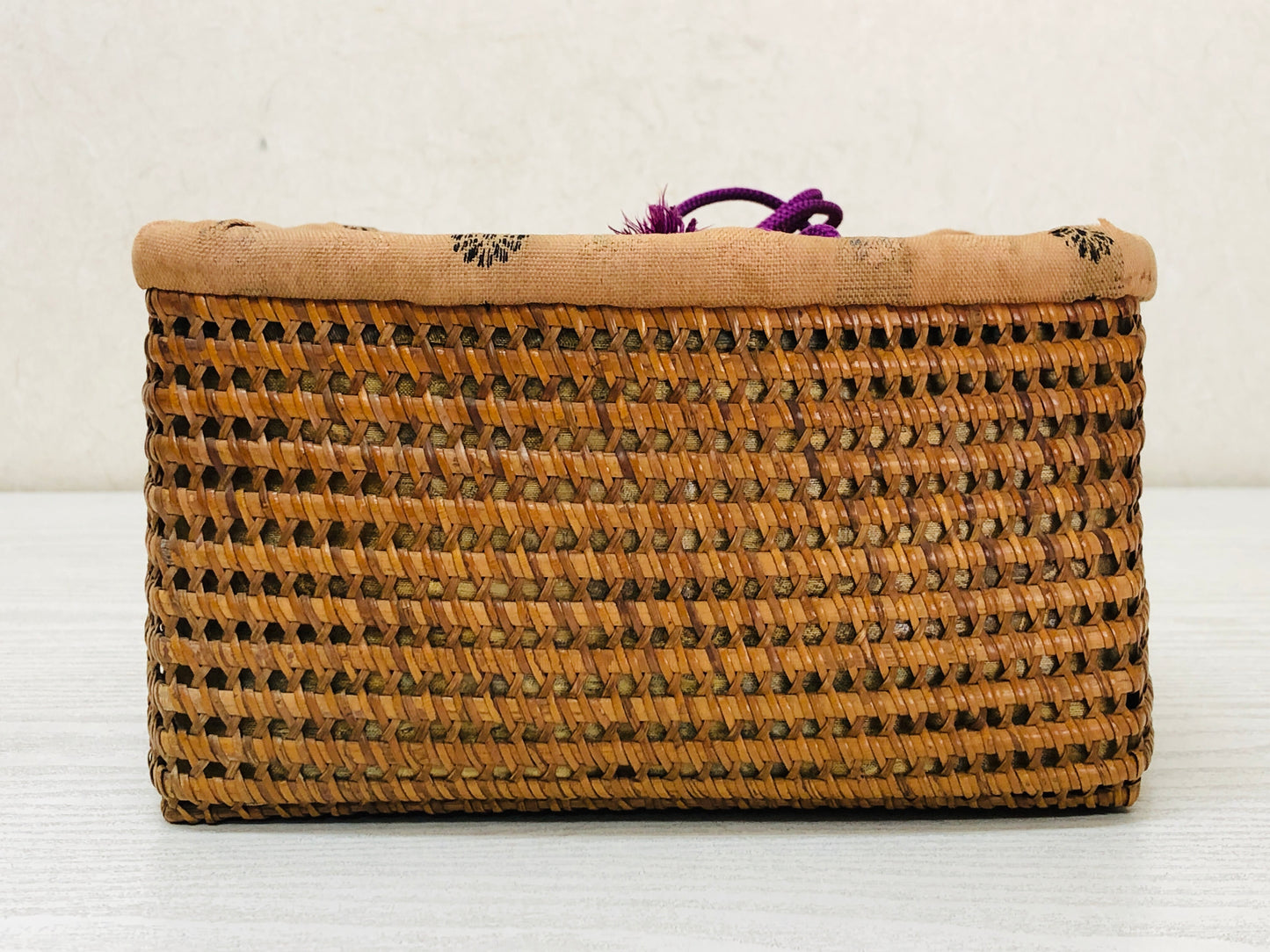 Y3698 Bamboo Woven Basket Travel Tea Ceremony storage case Japan antique vintage