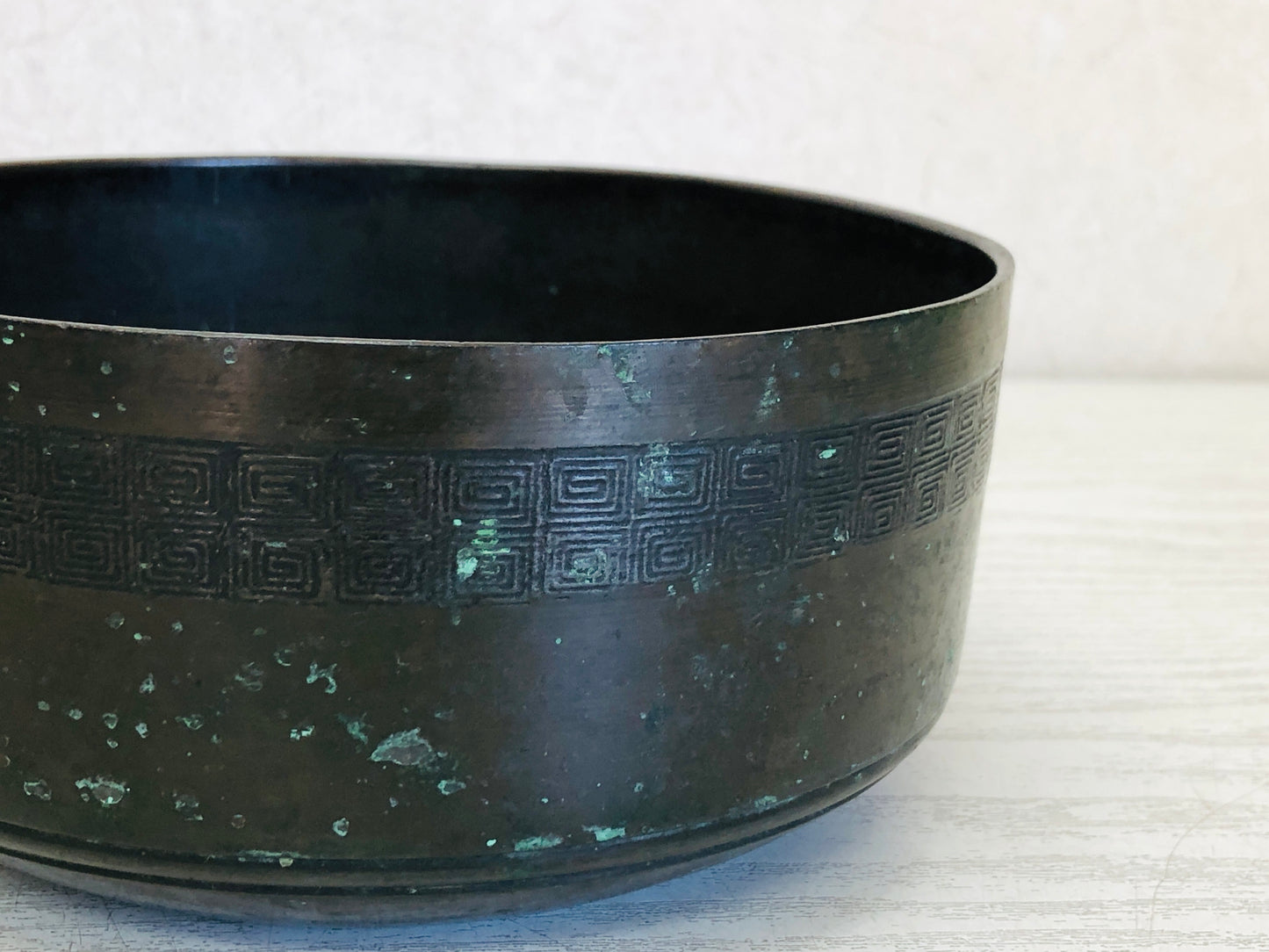 Y3702 KENSUI Copper water pot Kaminarimon Japanese Tea Ceremony antique Japan