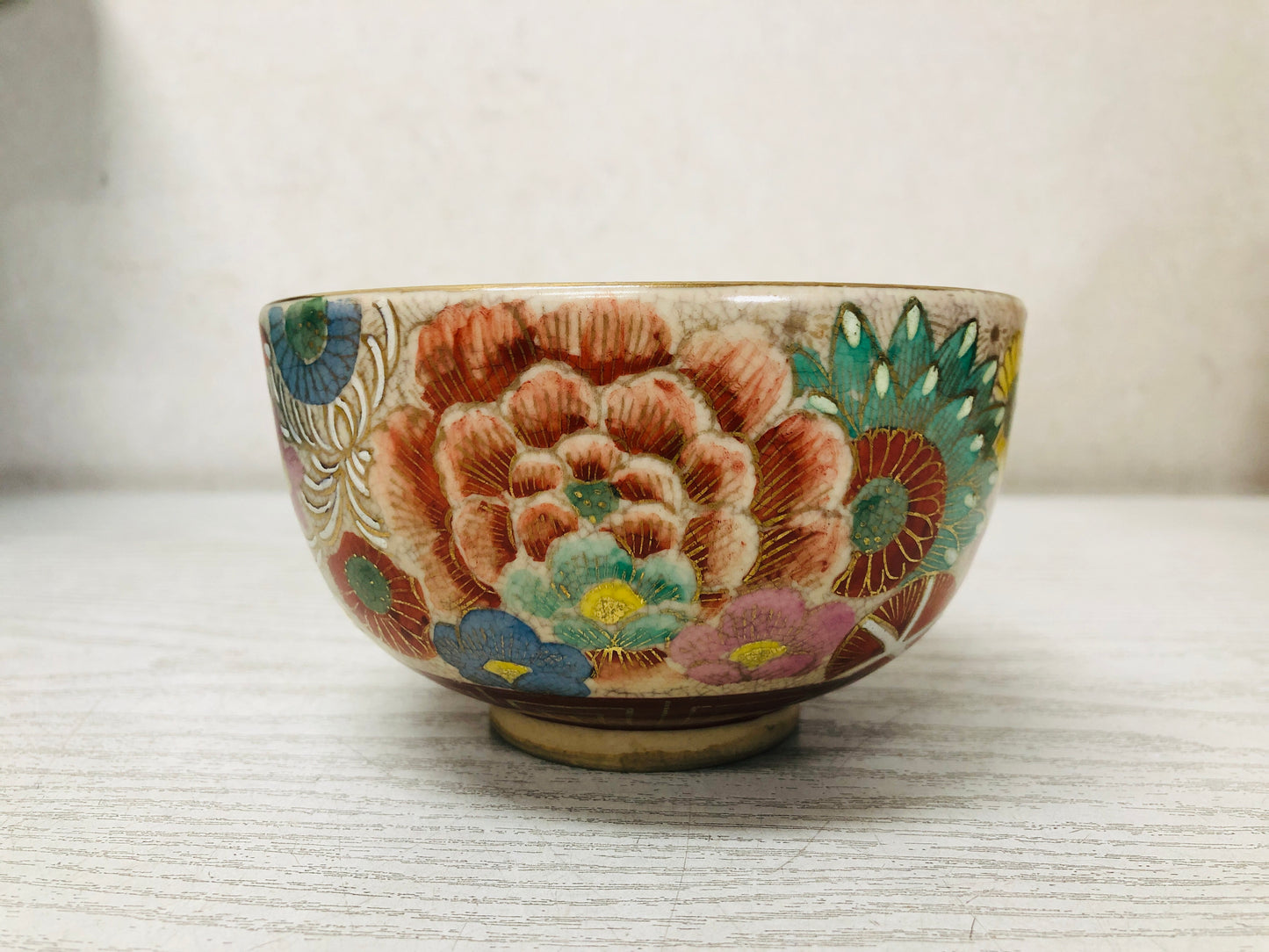 Y3720 CHAWAN Satsuma-ware signed box Japan antique tea ceremony bowl cup