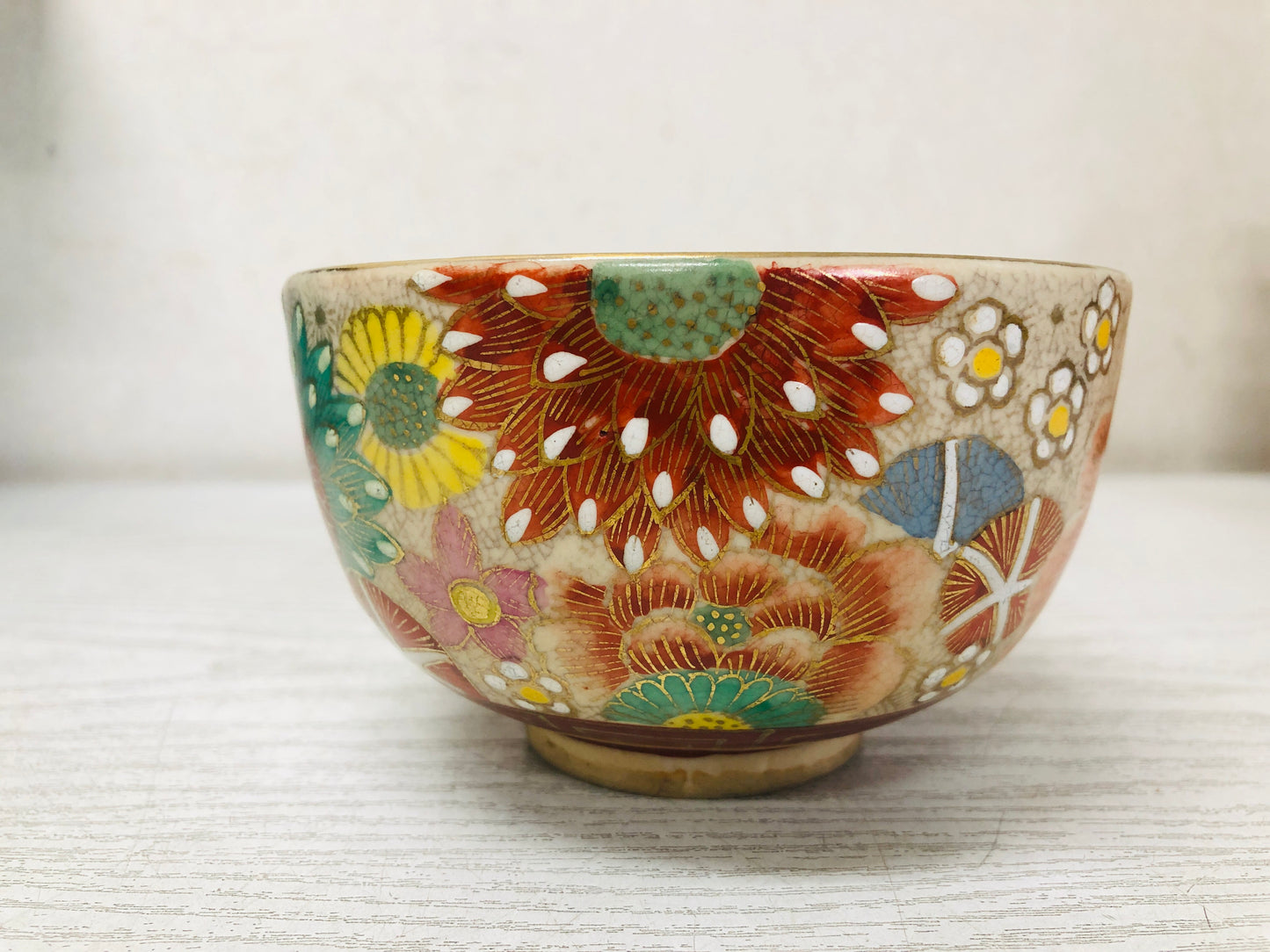 Y3720 CHAWAN Satsuma-ware signed box Japan antique tea ceremony bowl cup